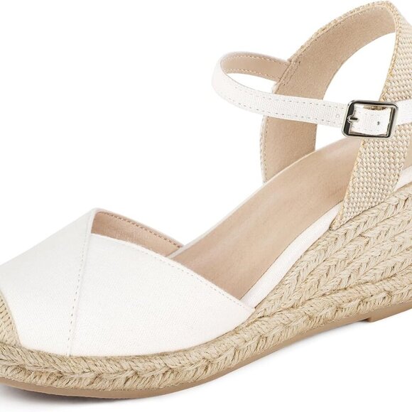 Shoes - Women’s Espadrille Sandals Textile Wedge Buckle Ankle Strap Summer Shoes